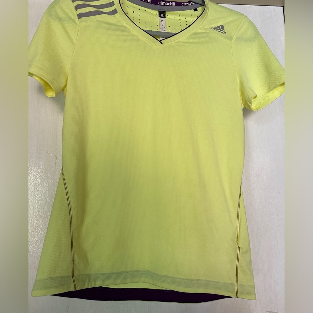 Adidas Climachill Light Yellow V-Neck T-Shirt